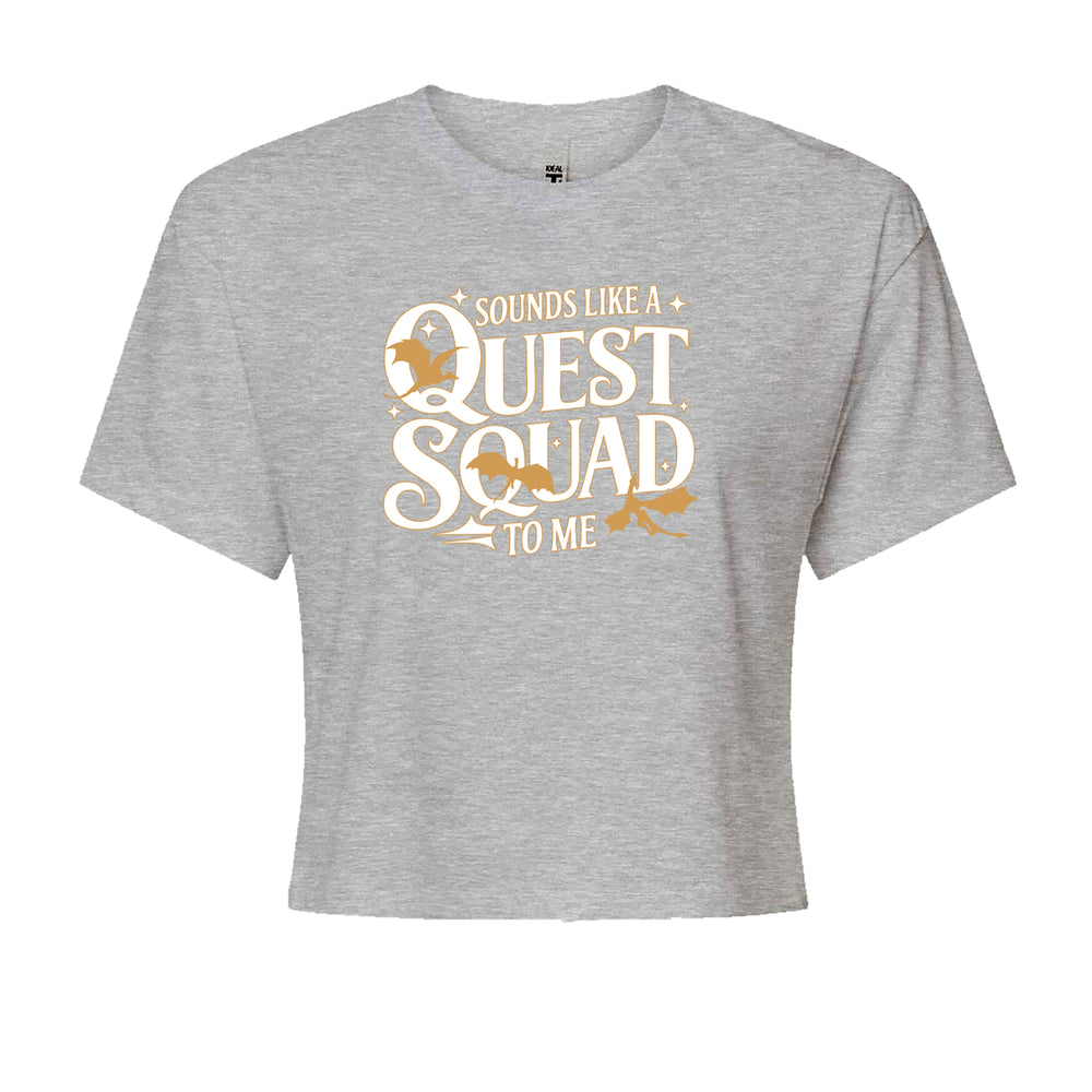 Sounds Like A Quest Squad To Me Empyrean graphic on Women's Boxy Crop T-Shirt in Heather Grey