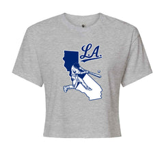 Los Angeles Baseball Batter Up Cropped T-Shirt Heather Grey
