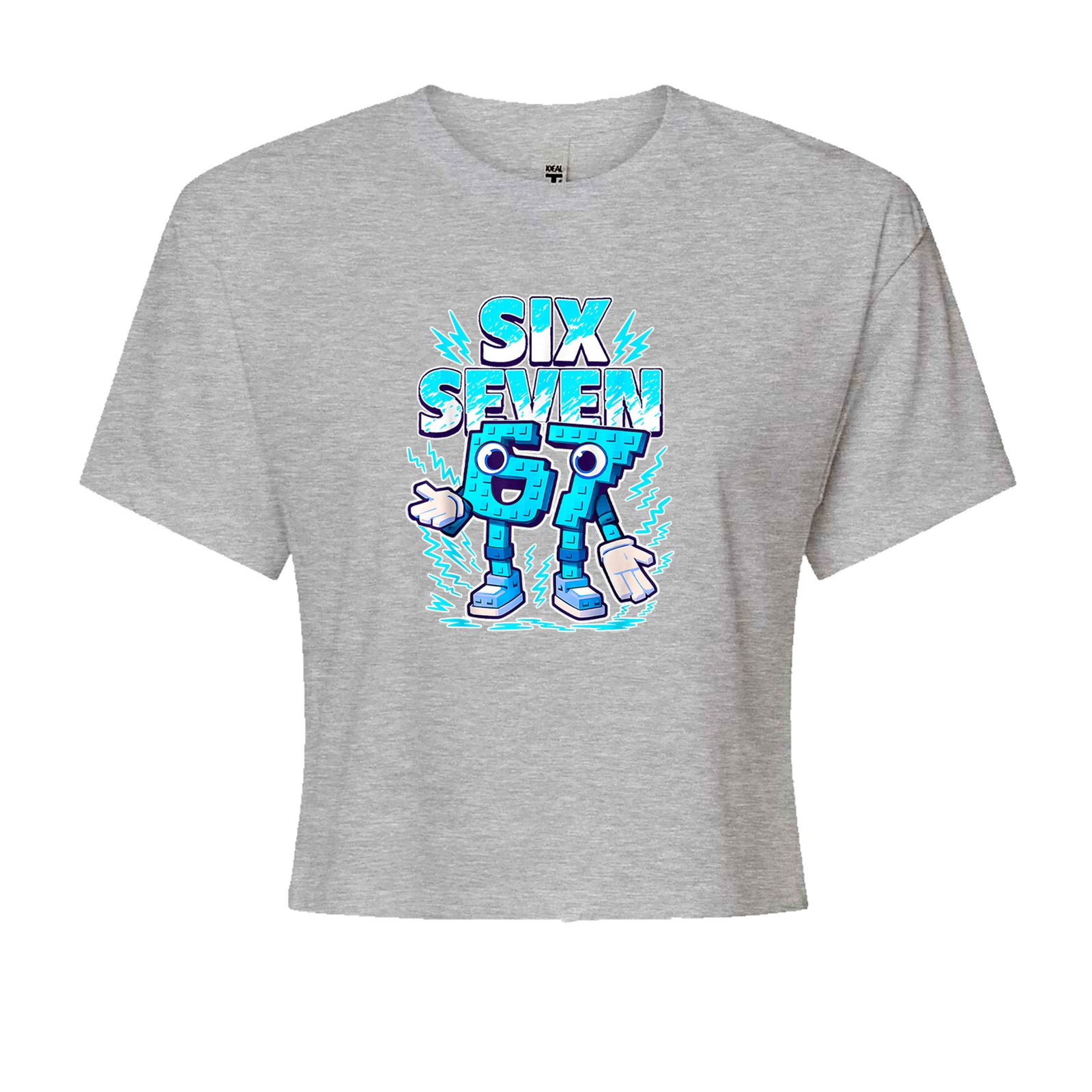 67 Brainrot Meme Slang Cropped T-Shirt Black