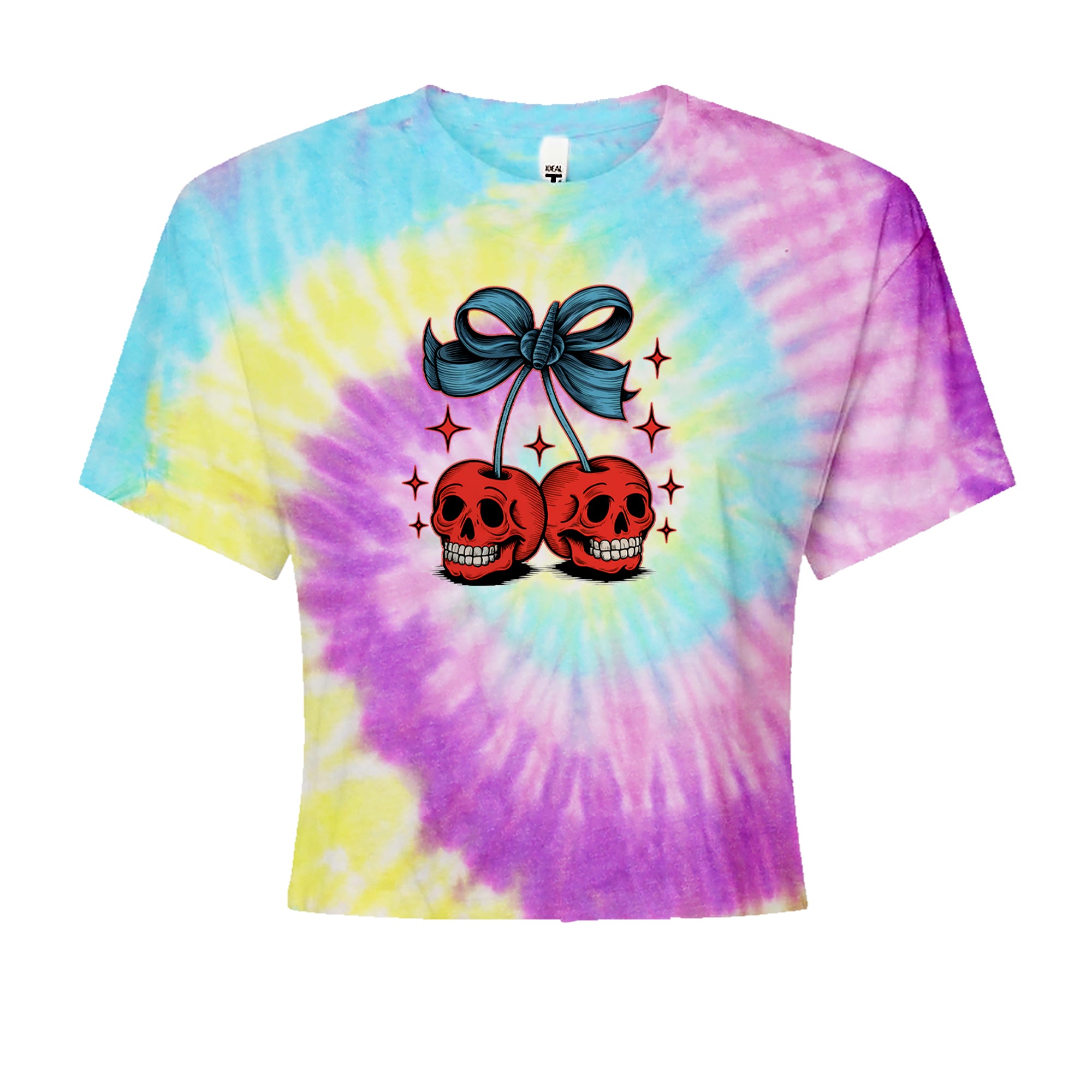 Cherry Skulls Retro Tattoo Cropped T-Shirt Jelly Bean