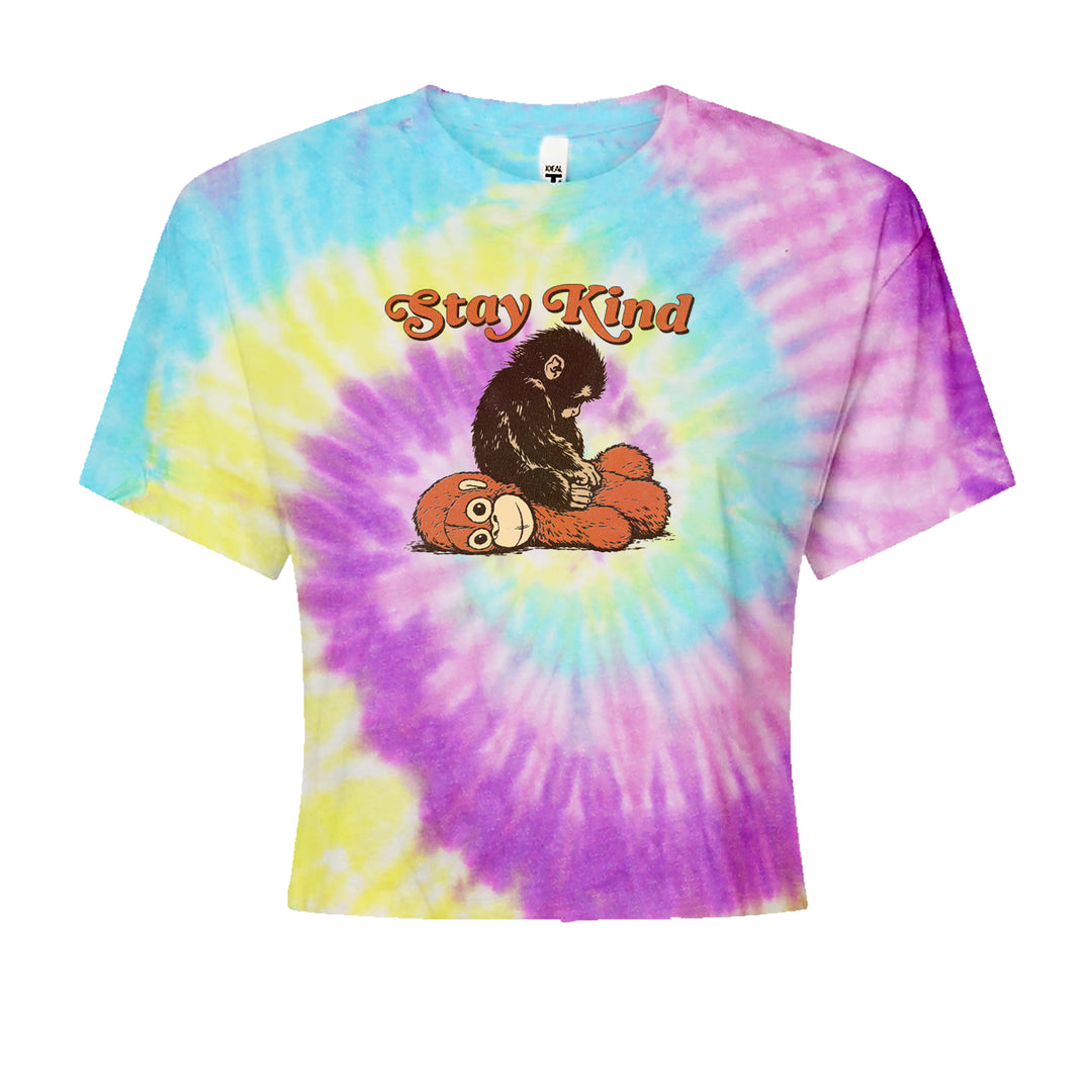 Punch Stay Kind Macaque Cropped T-Shirt Jelly Bean