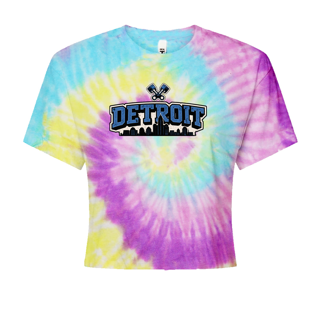 Detroit Motor City Retro Piston Cropped T-Shirt Jelly Bean