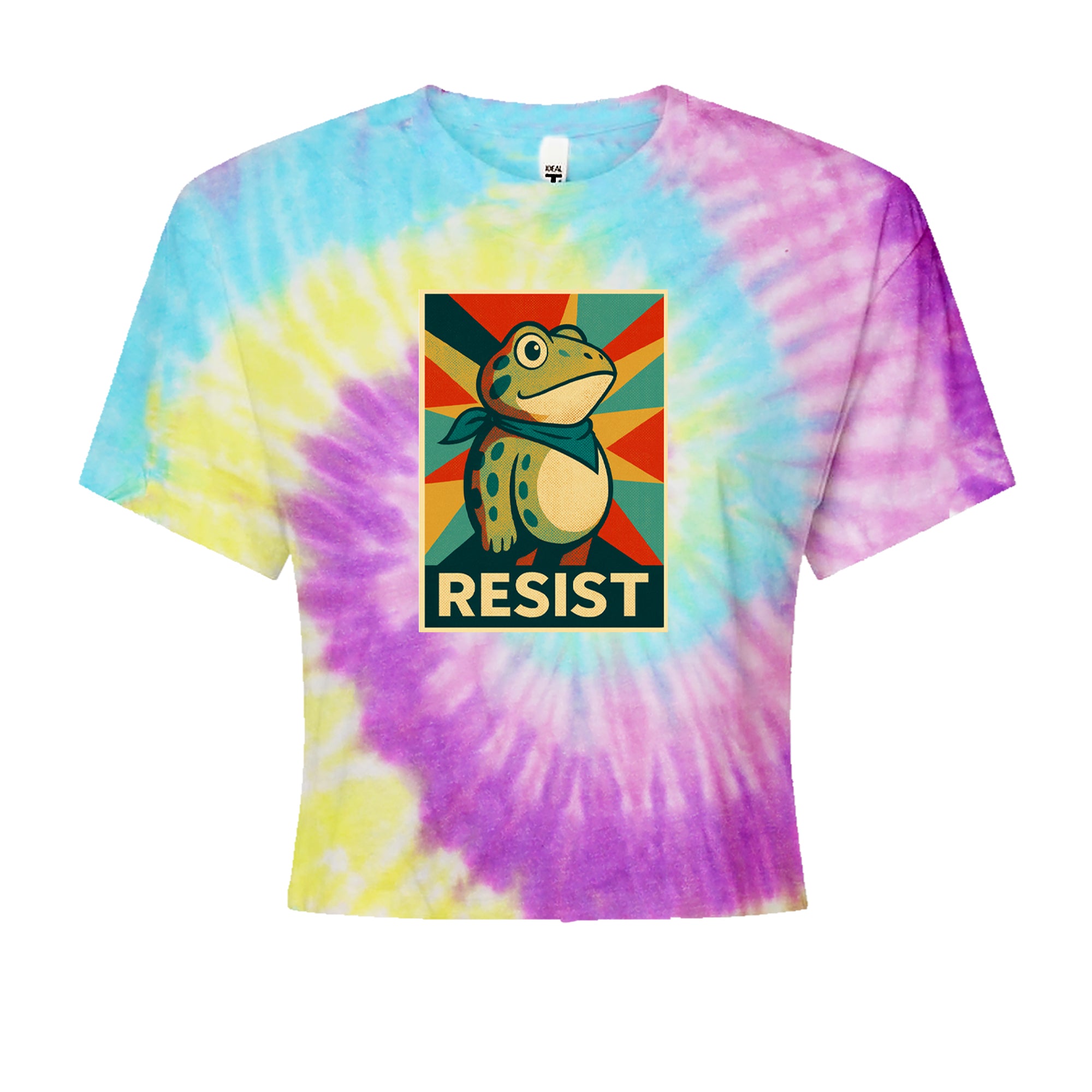 Resist Portland Protest Frog Cropped T-Shirt Jelly Bean