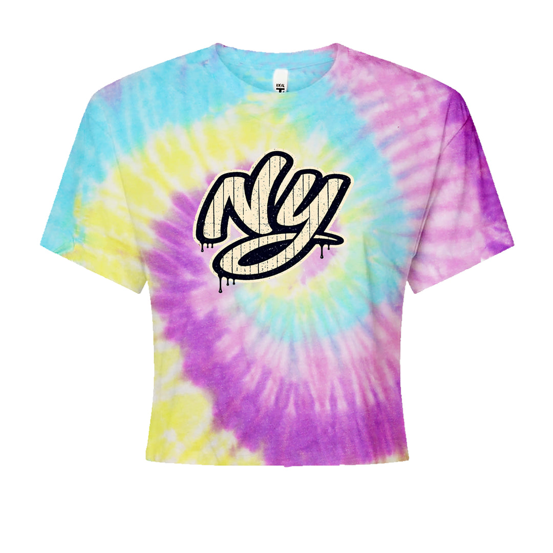NYC New York City Grunge Street Cropped T-Shirt Jelly Bean