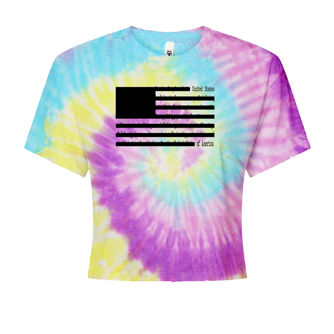 Redacted American Flag Cropped T-Shirt Jelly Bean