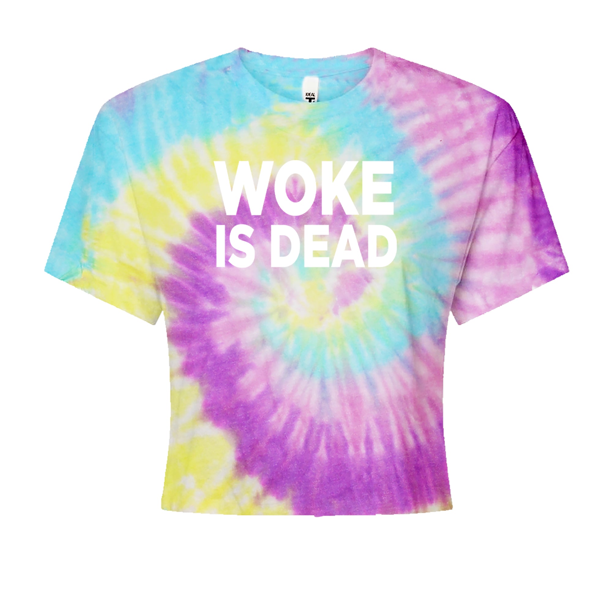 Woke Is Dead Satire Cropped T-Shirt Jelly Bean
