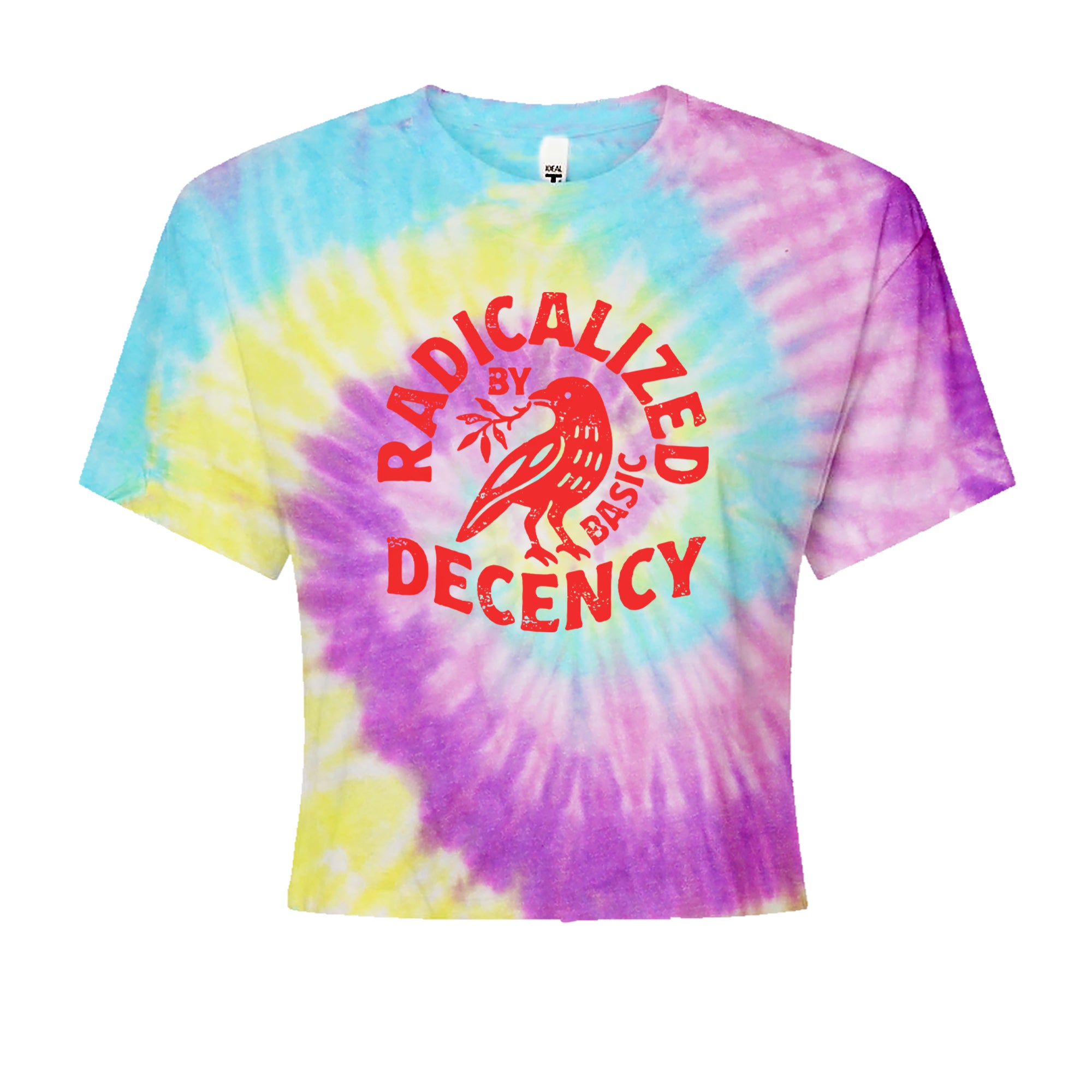 Radicalized by Basic Decency Dove Protest Statement Cropped T-Shirt Jelly Bean