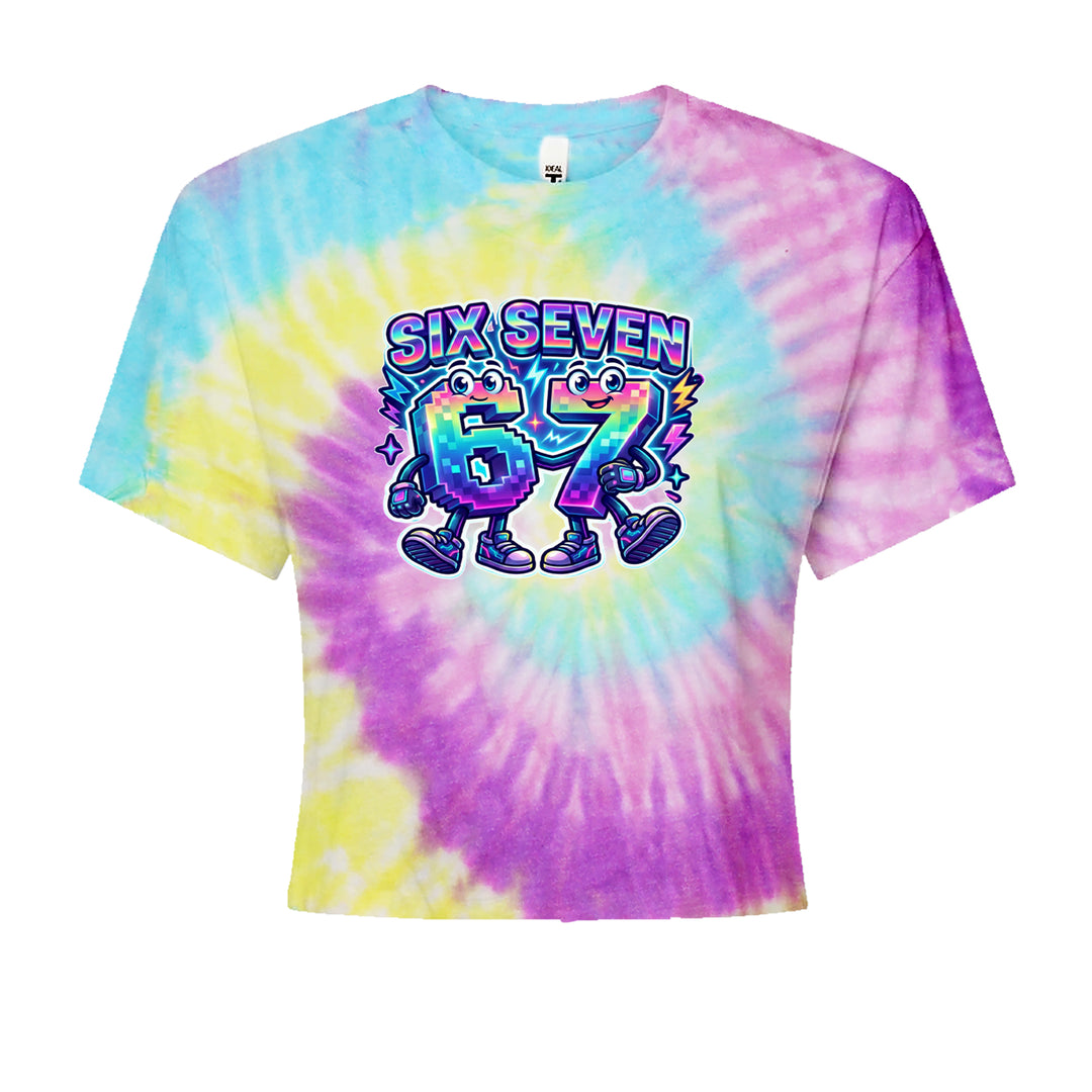 Six Seven 67 Retro Pixel Buddies Cropped T-Shirt Jelly Bean