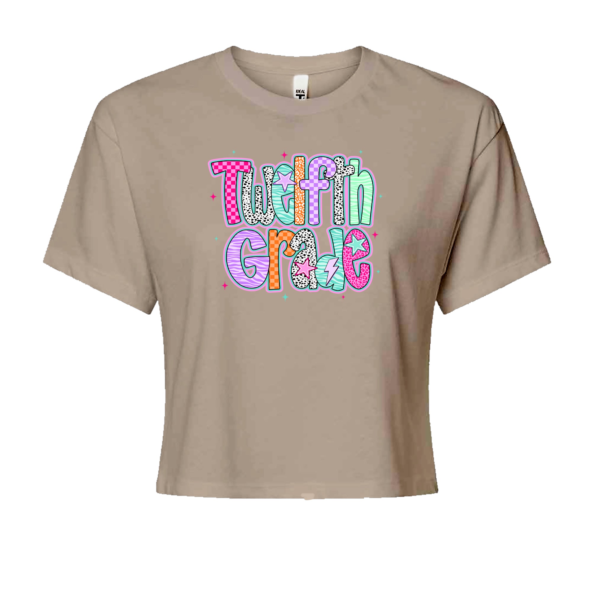 Senior Year Colorful Back to School Cropped T-Shirt Khaki