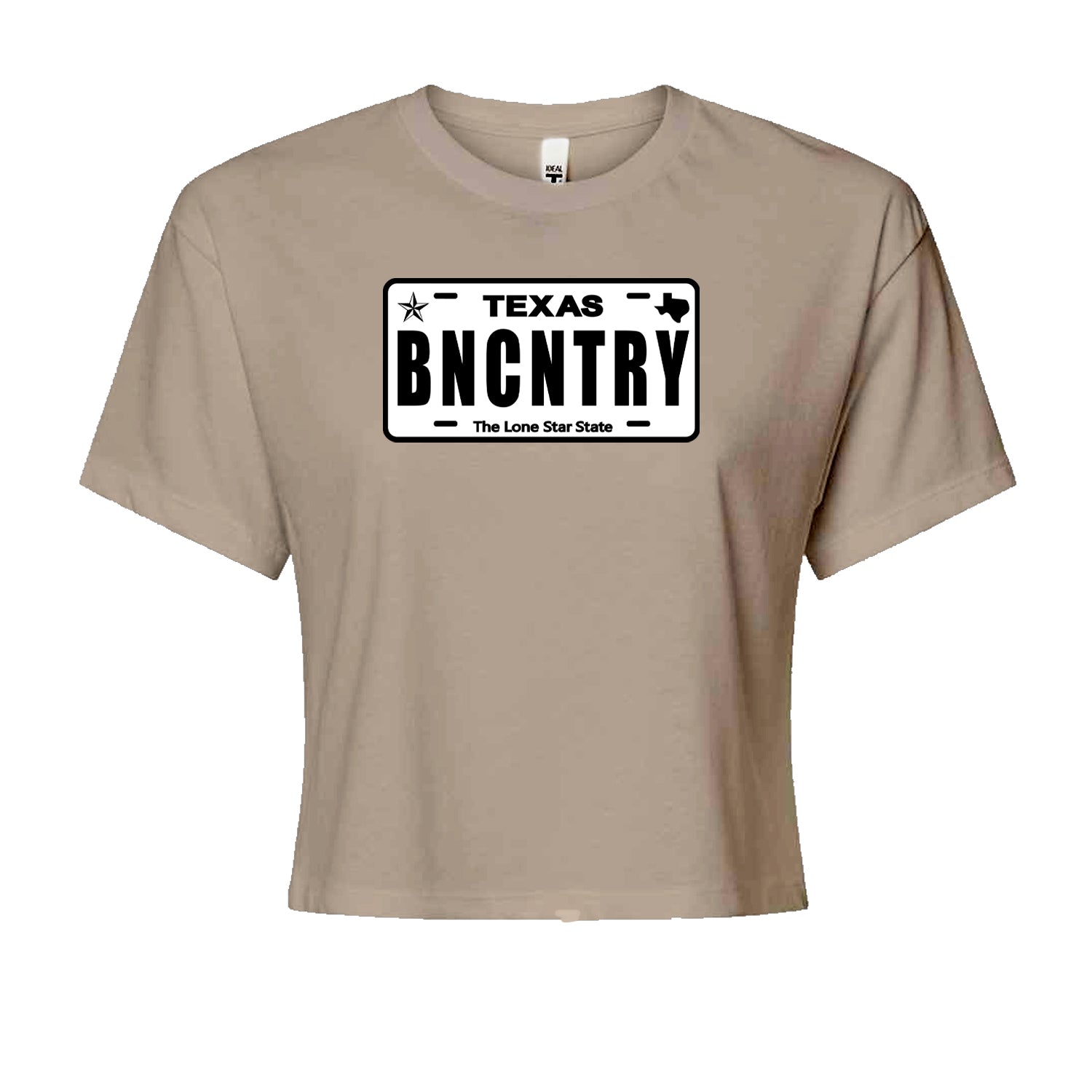 Texas License Plate BNCNTRY Cropped T-Shirt Khaki
