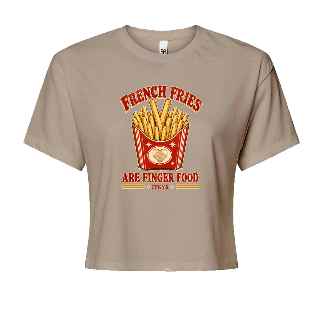 French Fries Are Finger Food IYKYK Cropped T-Shirt Khaki