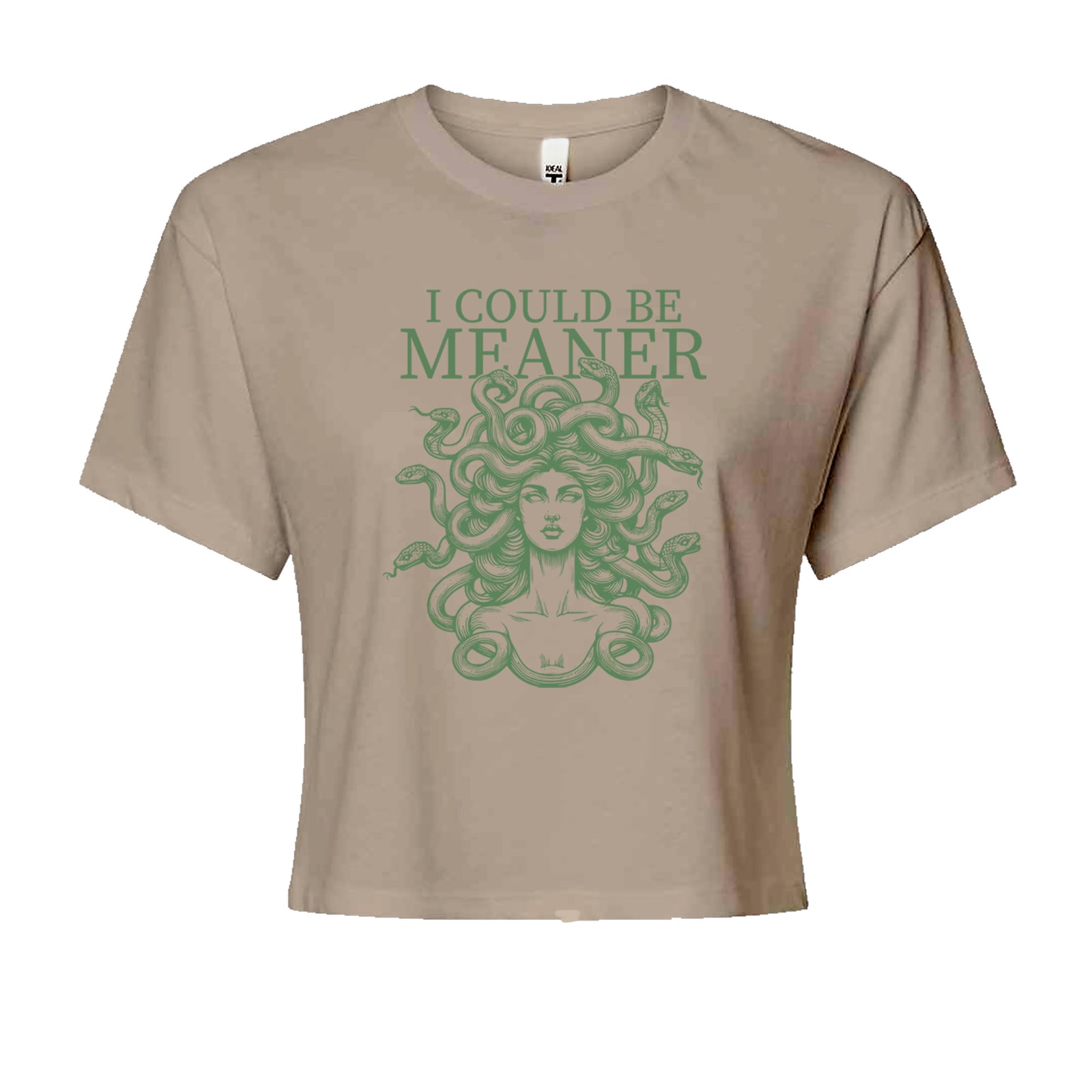 Medusa I Could Be Meaner Cropped T-Shirt Khaki