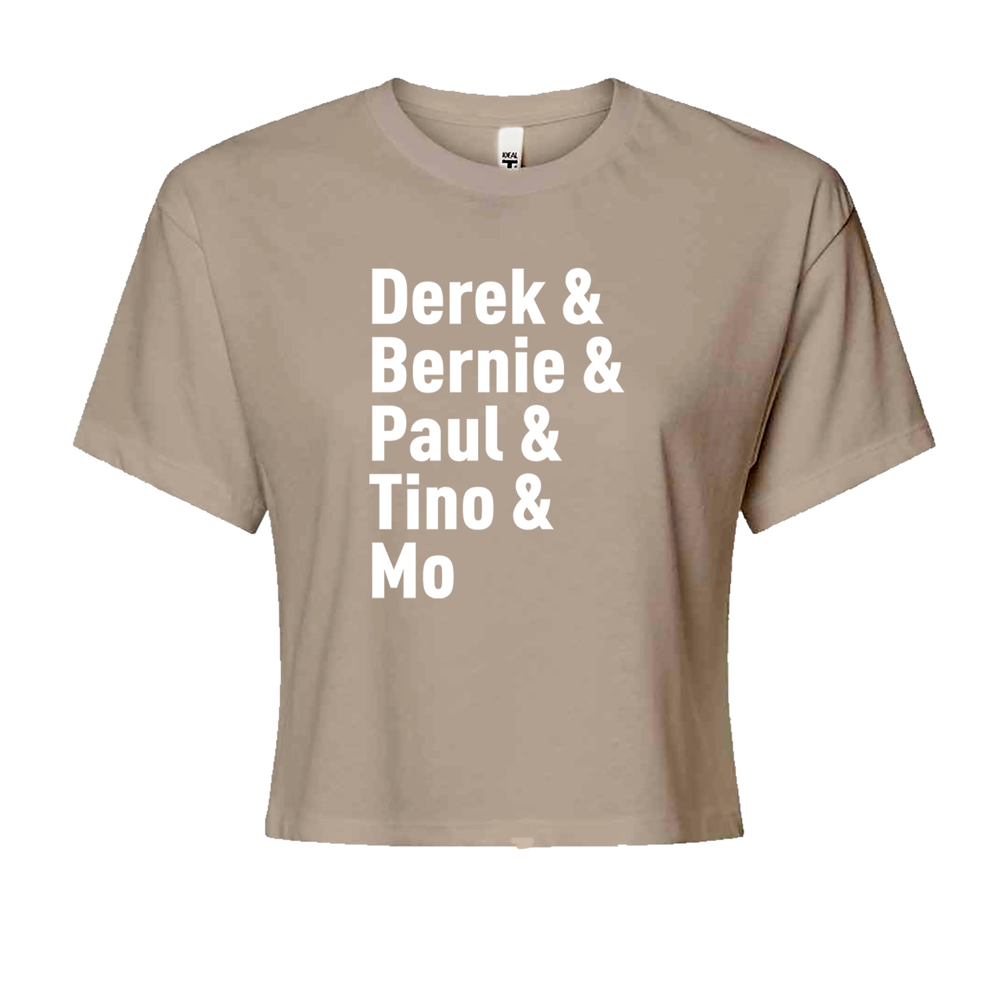 Derek & Bernie & Paul & Tino & Mo Cropped T-Shirt Khaki