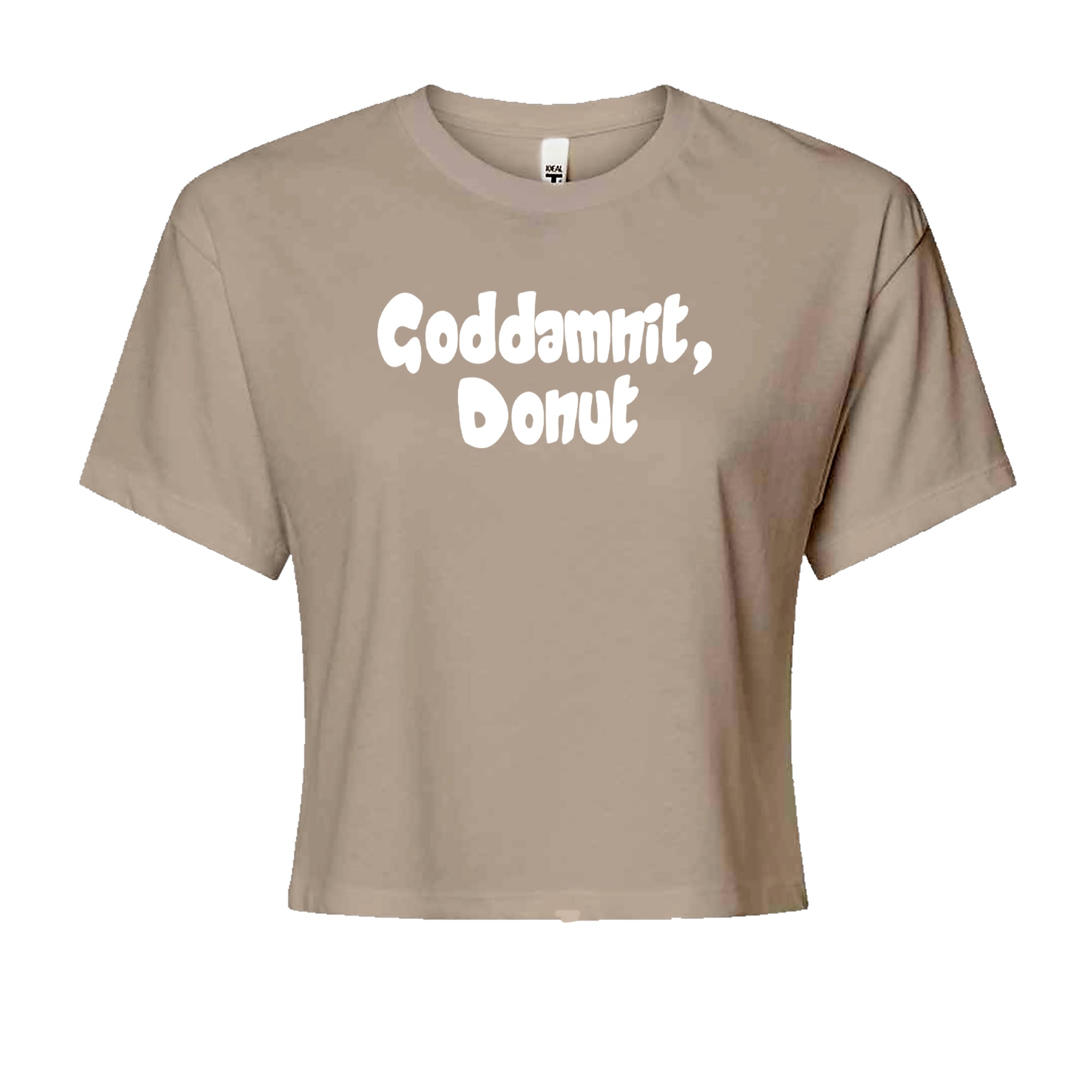 Godd-mnit, Donut Carl Cropped T-Shirt Khaki