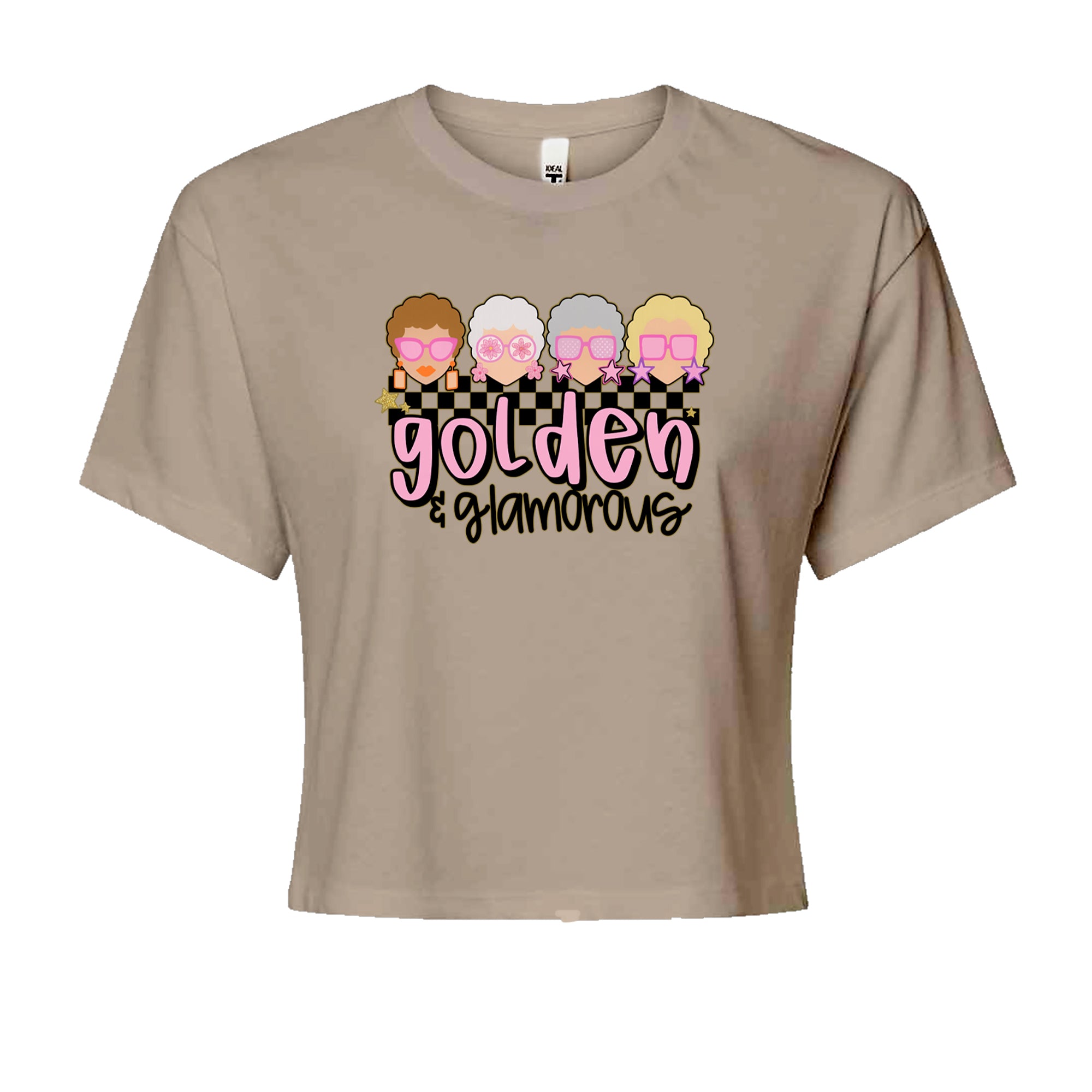 Golden And Glamorous Golden Girls Cropped T-Shirt Khaki