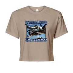 Bombardino Crocodilo Brainrot Cropped T-Shirt Khaki