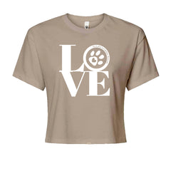 TLC LOVE Dog Rescue Cropped T-Shirt Khaki