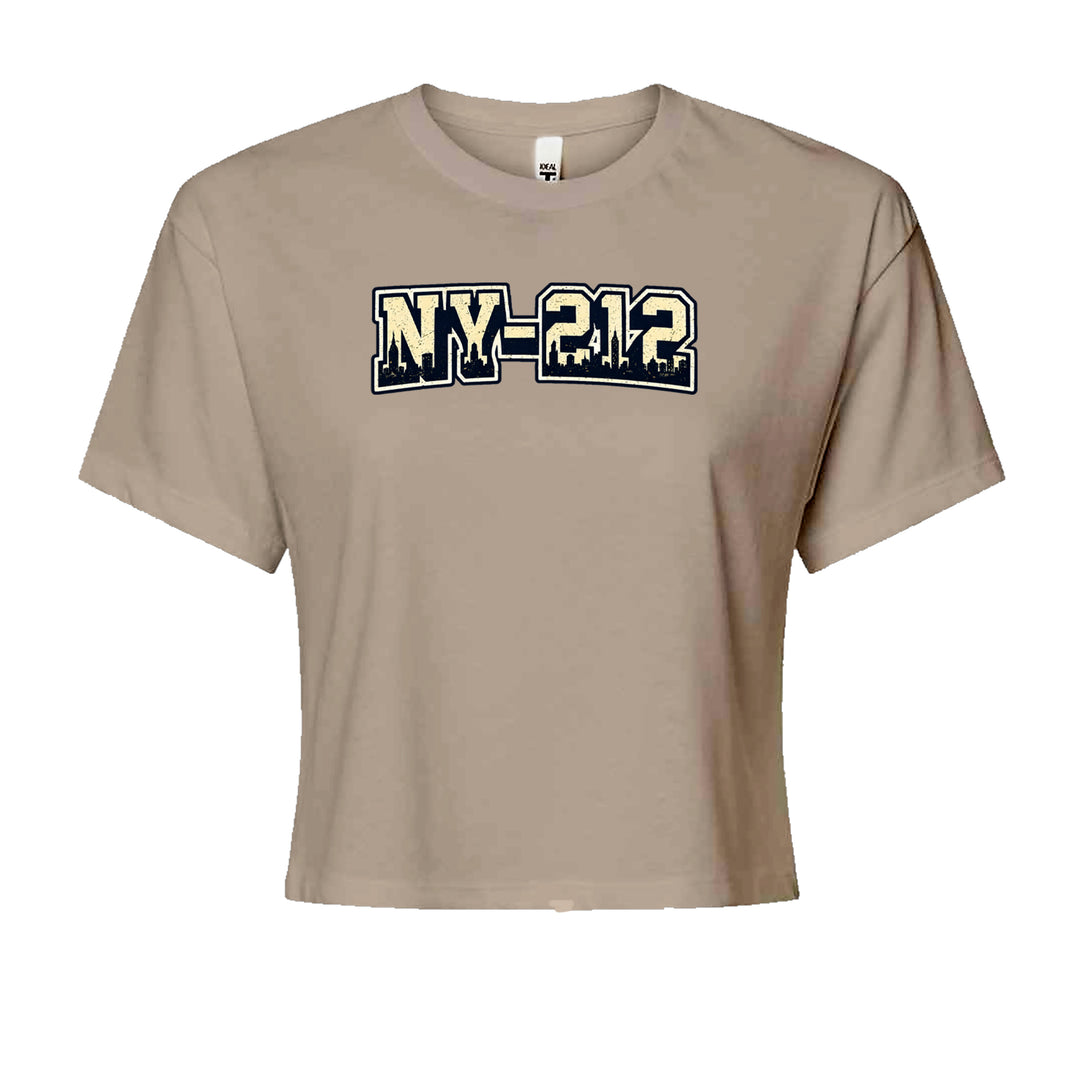 New York City 212 Area Code Skyline  Cropped T-Shirt Khaki