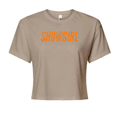 Showgirl Orange Glitter Cropped T-Shirt Khaki