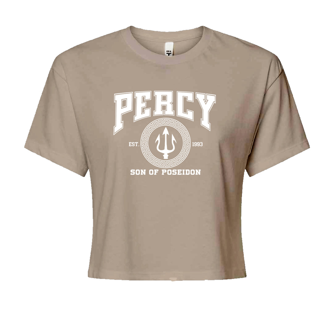 Percy Son Of Poseidon Sea God Cropped T-Shirt Khaki