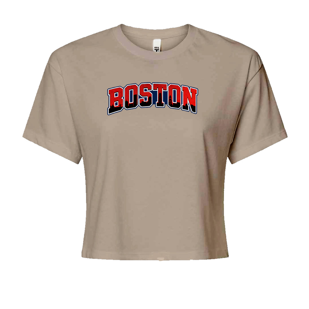 Boston City Pride Skyline Cropped T-Shirt Khaki