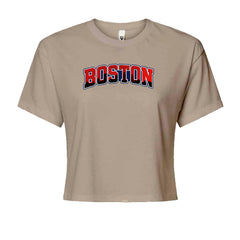 Boston City Pride Skyline Cropped T-Shirt Khaki