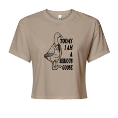Today I Am A Serious Goose Cropped T-Shirt Khaki