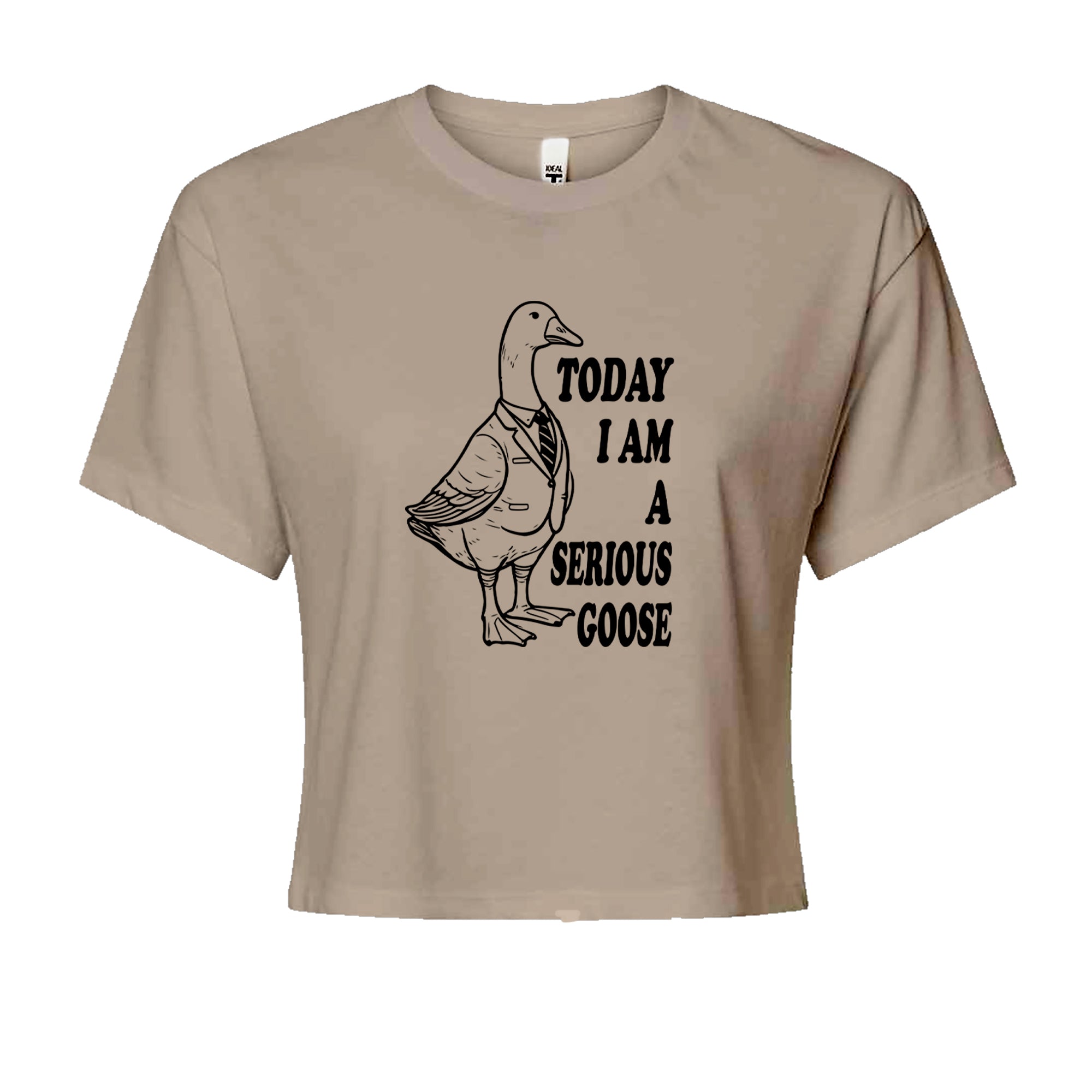 Today I Am A Serious Goose Cropped T-Shirt Khaki