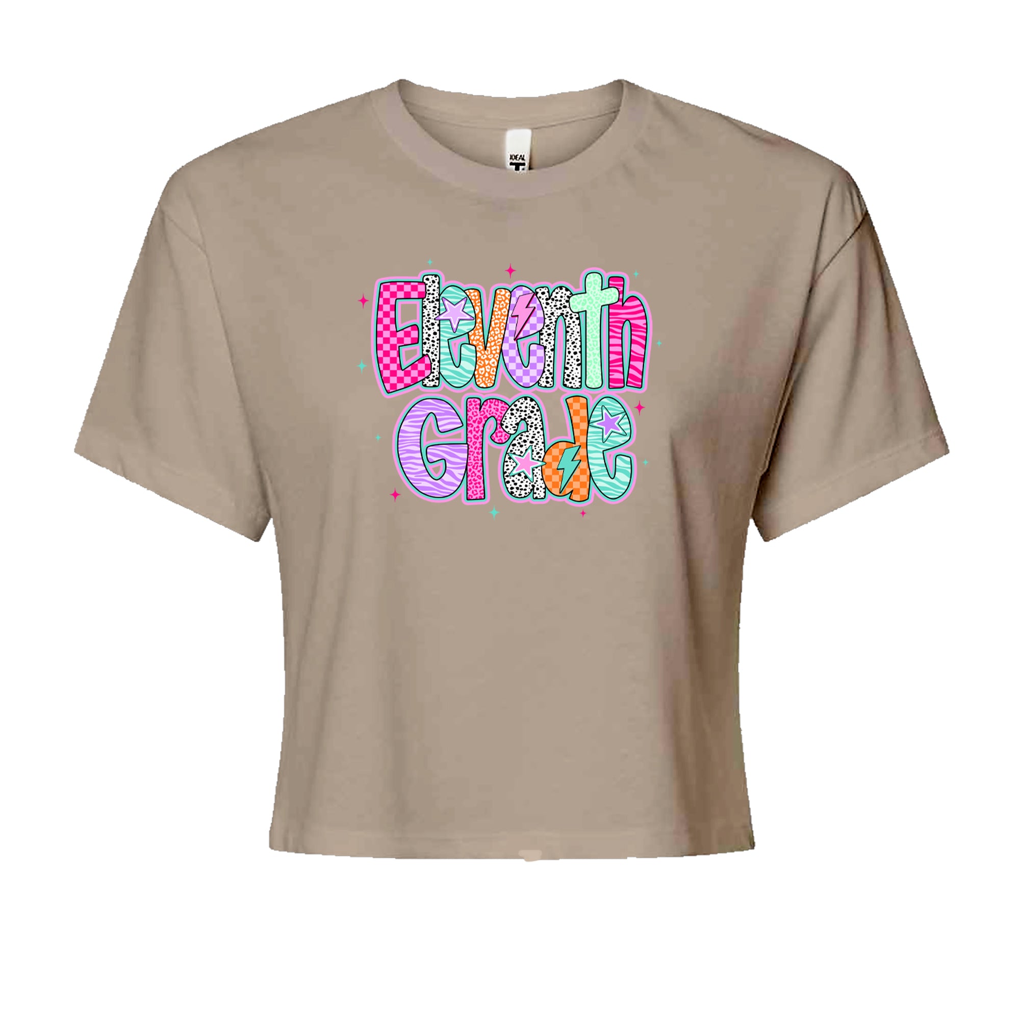 Eleventh Grade Extra Colorful Back to School Cropped T-Shirt Khaki