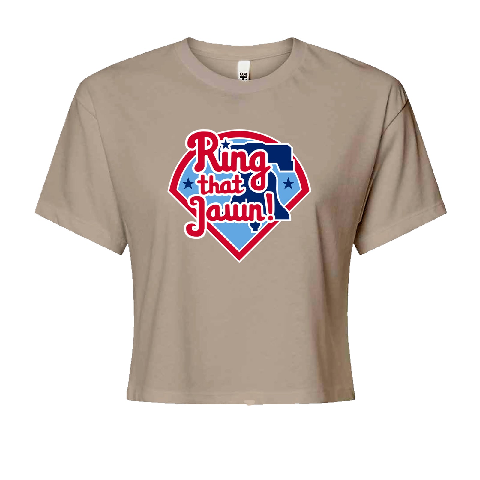 Ring That Jawn Philly Baseball Cropped T-Shirt Khaki
