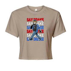 Say Drake Smiling Meme Mustard Cropped T-Shirt Khaki