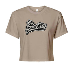 Sin City Vegas Retro Vintage Cropped T-Shirt Khaki