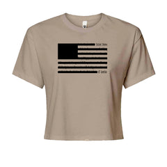 Redacted American Flag Cropped T-Shirt Khaki