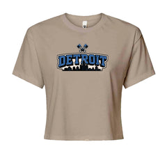 Detroit Motor City Retro Piston Cropped T-Shirt Khaki