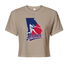 Atlanta Georgia Batter Up Cropped T-Shirt Khaki