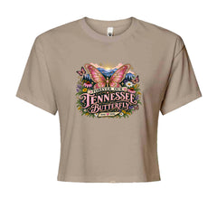 Forever Our Tennessee Butterfly Dolly Cropped T-Shirt Khaki