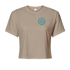 TLC To Love a Canine Dog Rescue Teal Cropped T-Shirt Khaki