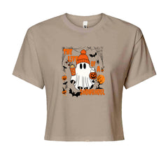 Life of a Showghoul Halloween Showgirl Vibes Cropped T-Shirt Khaki