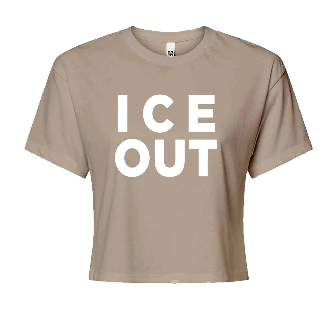Ice Out Protest Cropped T-Shirt Khaki