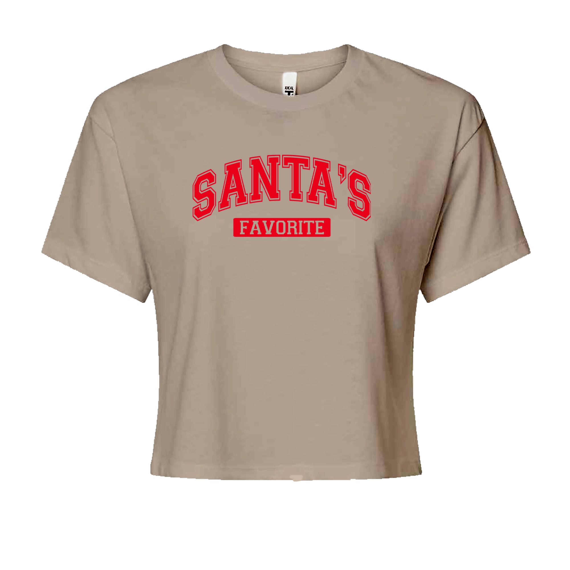 Santa's Favorite Cropped T-Shirt Khaki