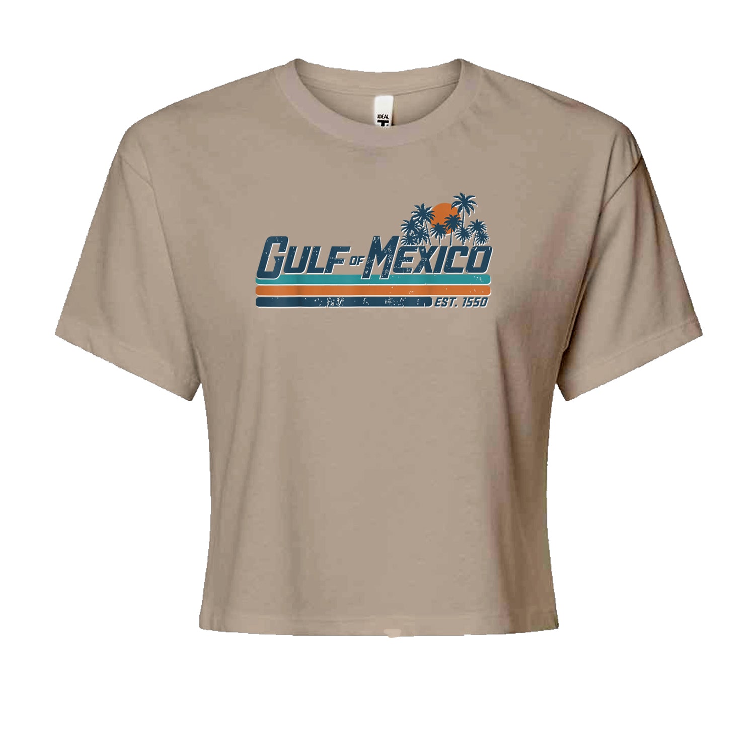 Gulf Of Mexico Established Year 1550 Cropped T-Shirt Khaki