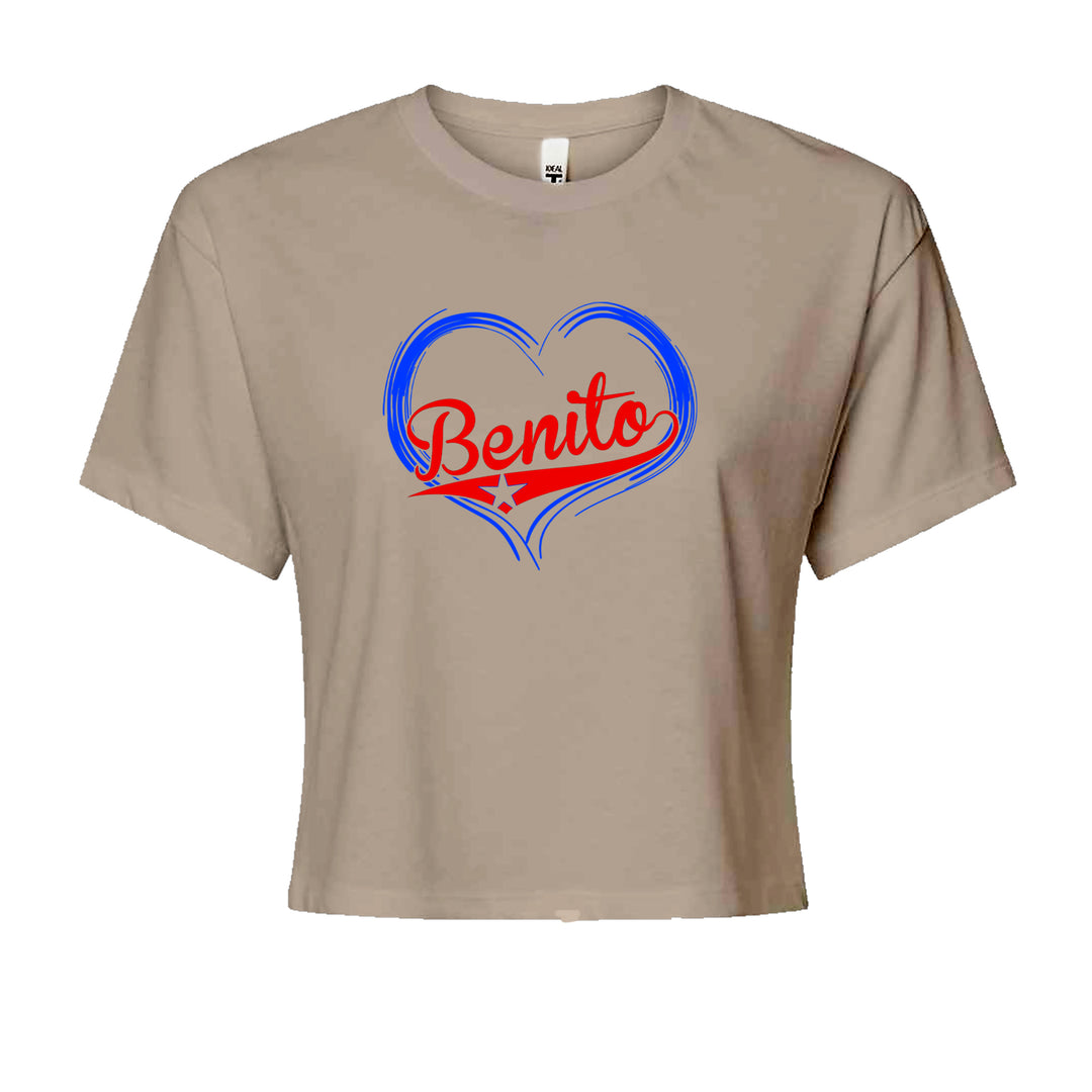 Benito Heart Puerto Rico Cropped T-Shirt Khaki