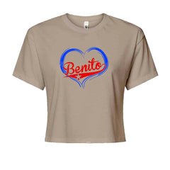 Benito Heart Puerto Rico Cropped T-Shirt Khaki