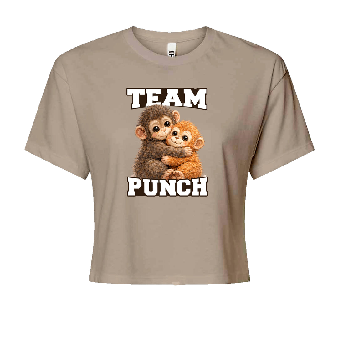 Team Punch Panchi-kun Monkey Cropped T-Shirt Khaki