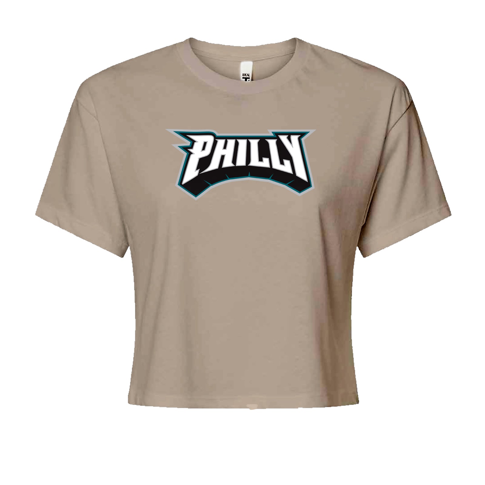 Philly Bold Block Throwback Cropped T-Shirt Khaki