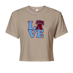 Love Philly Liberty Bell Cropped T-Shirt Khaki