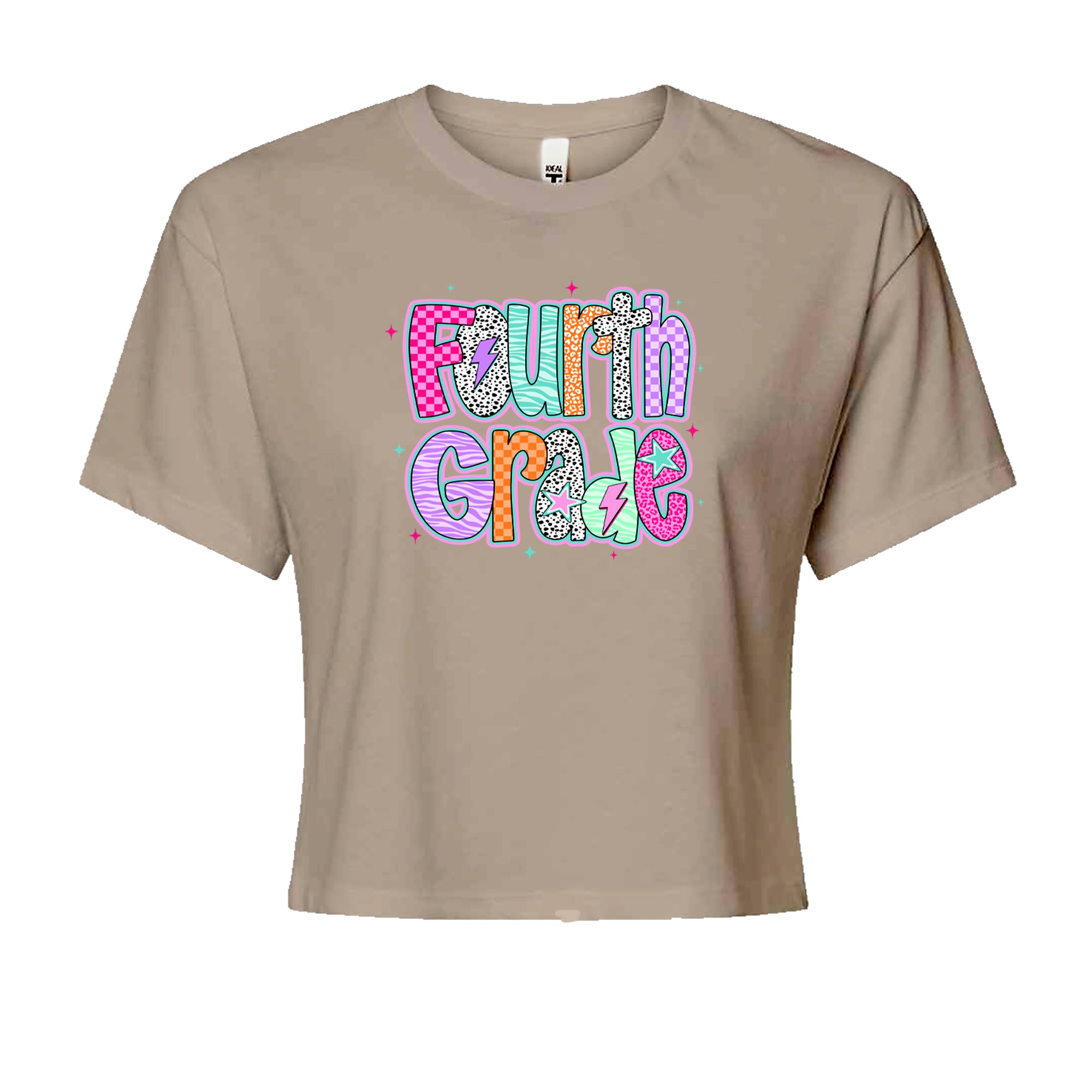 Fourth Grade Fierce Colorful Back to School Cropped T-Shirt Khaki