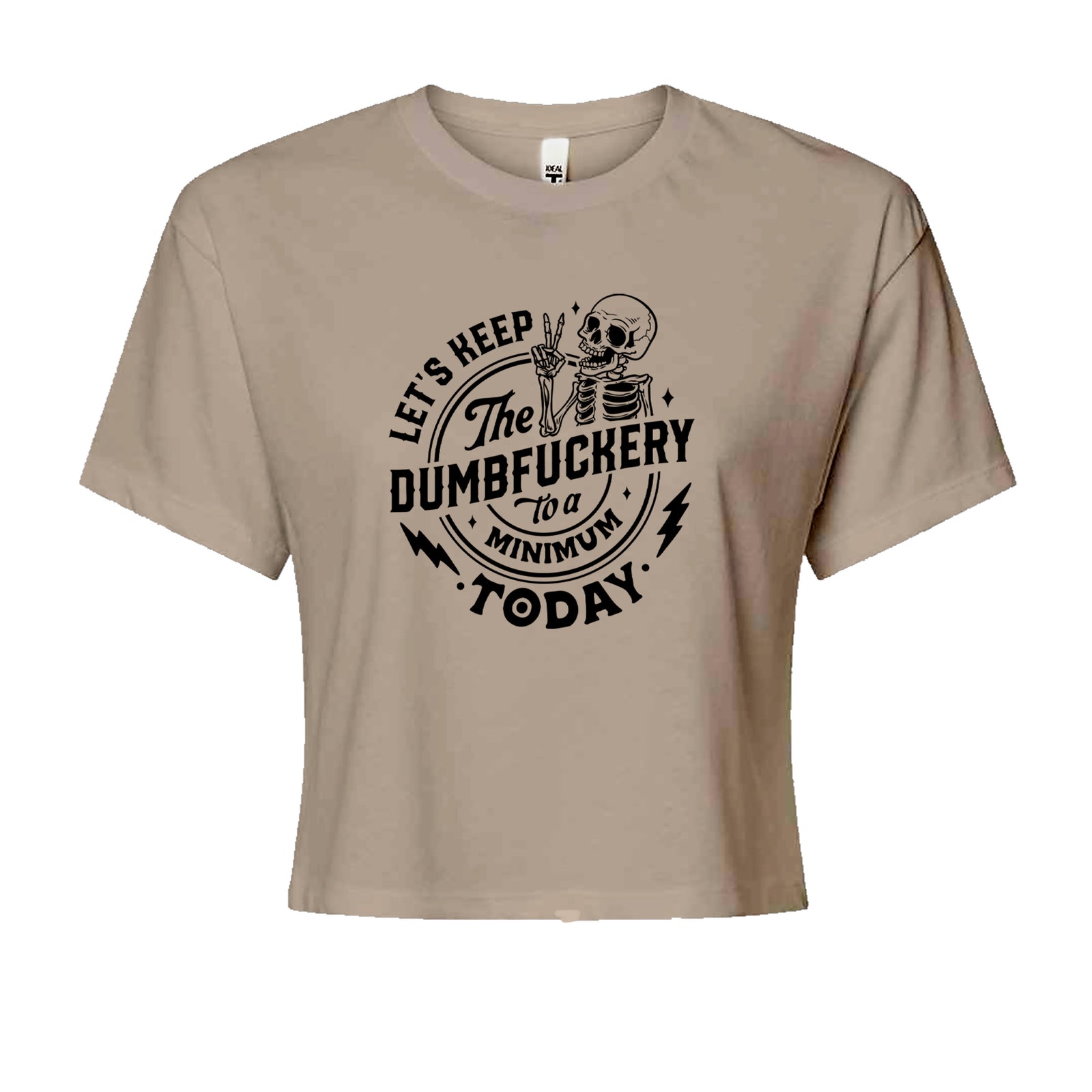 Let's Keep The Dumbf-ckery To A Minimum Today Cropped T-Shirt Heather Grey