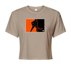 Hockey Enforcer Retro Vintage Cropped T-Shirt Khaki