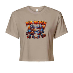 67 Lava Lightning Six Seven Meme Cropped T-Shirt Khaki
